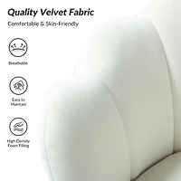 Donata Ivory Velvet Scalloped Barrel Accent Chair