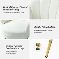 Donata Ivory Velvet Scalloped Barrel Accent Chair