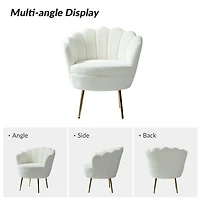 Donata Ivory Velvet Scalloped Barrel Accent Chair