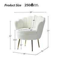 Donata Ivory Velvet Scalloped Barrel Accent Chair