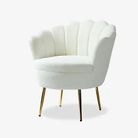 Donata Ivory Velvet Scalloped Barrel Accent Chair