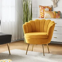 Donata Mustard Velvet Scalloped Accent Chair