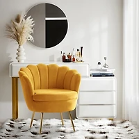 Donata Mustard Velvet Scalloped Accent Chair