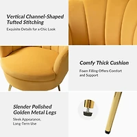 Donata Mustard Velvet Scalloped Accent Chair