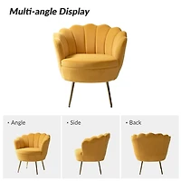 Donata Mustard Velvet Scalloped Accent Chair