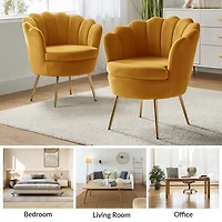 Donata Mustard Velvet Scalloped Accent Chair
