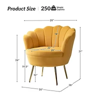 Donata Mustard Velvet Scalloped Accent Chair