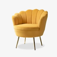 Donata Mustard Velvet Scalloped Accent Chair