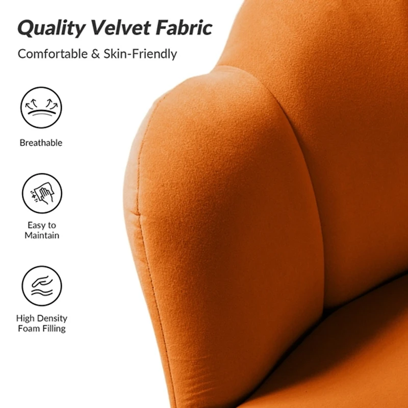 Donata Orange Velvet Scalloped Barrel Accent Chair