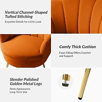 Donata Orange Velvet Scalloped Barrel Accent Chair