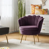 Donata Plum Velvet Scalloped Barrel Accent Chair