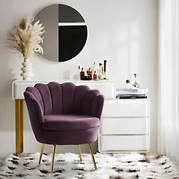 Donata Plum Velvet Scalloped Barrel Accent Chair