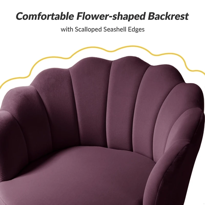 Donata Plum Velvet Scalloped Barrel Accent Chair