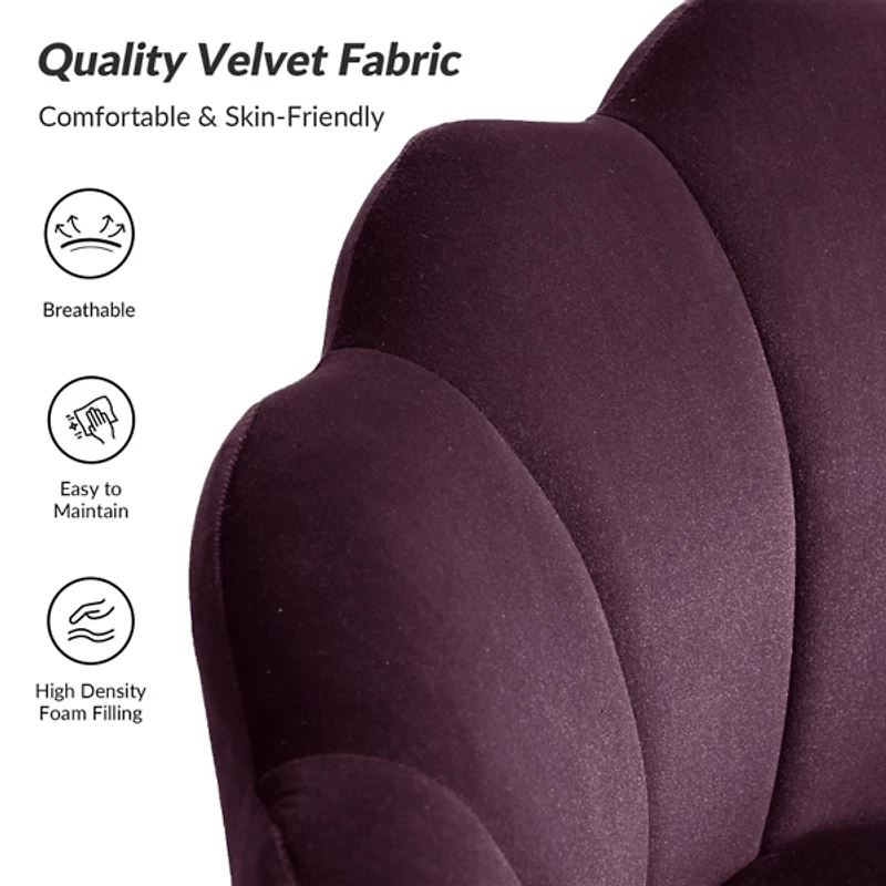 Donata Plum Velvet Scalloped Barrel Accent Chair