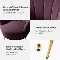 Donata Plum Velvet Scalloped Barrel Accent Chair