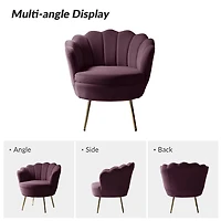 Donata Plum Velvet Scalloped Barrel Accent Chair