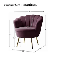 Donata Plum Velvet Scalloped Barrel Accent Chair