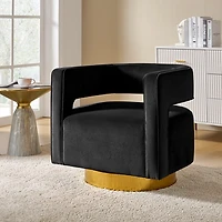 Blanca Black Velvet Barrel Swivel Chair