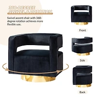 Blanca Black Velvet Barrel Swivel Chair