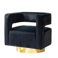 Blanca Black Velvet Barrel Swivel Chair