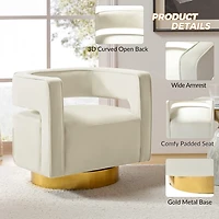 Blanca Ivory Velvet Barrel Swivel Chair