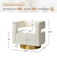 Blanca Ivory Velvet Barrel Swivel Chair