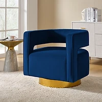 Blanca Navy Velvet Barrel Swivel Chair