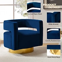 Blanca Navy Velvet Barrel Swivel Chair