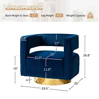 Blanca Navy Velvet Barrel Swivel Chair