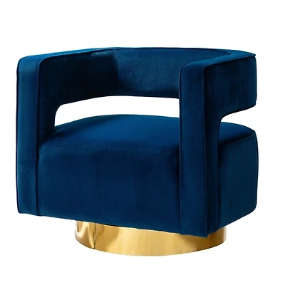 Blanca Navy Velvet Barrel Swivel Chair