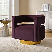 Blanca Purple Velvet Barrel Swivel Chair
