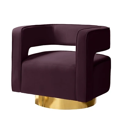 Blanca Purple Velvet Barrel Swivel Chair