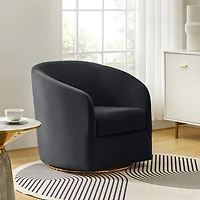 Amarante Black Velvet Swivel Chair