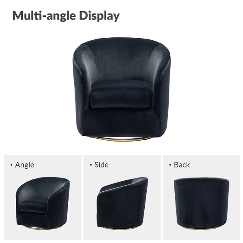 Amarante Black Velvet Swivel Chair