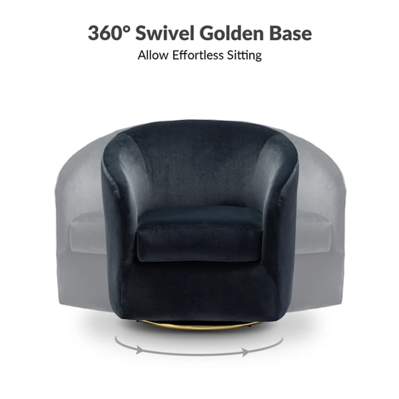 Amarante Black Velvet Swivel Chair