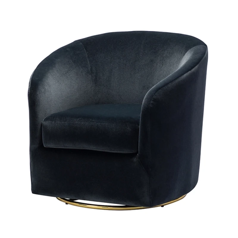 Amarante Black Velvet Swivel Chair