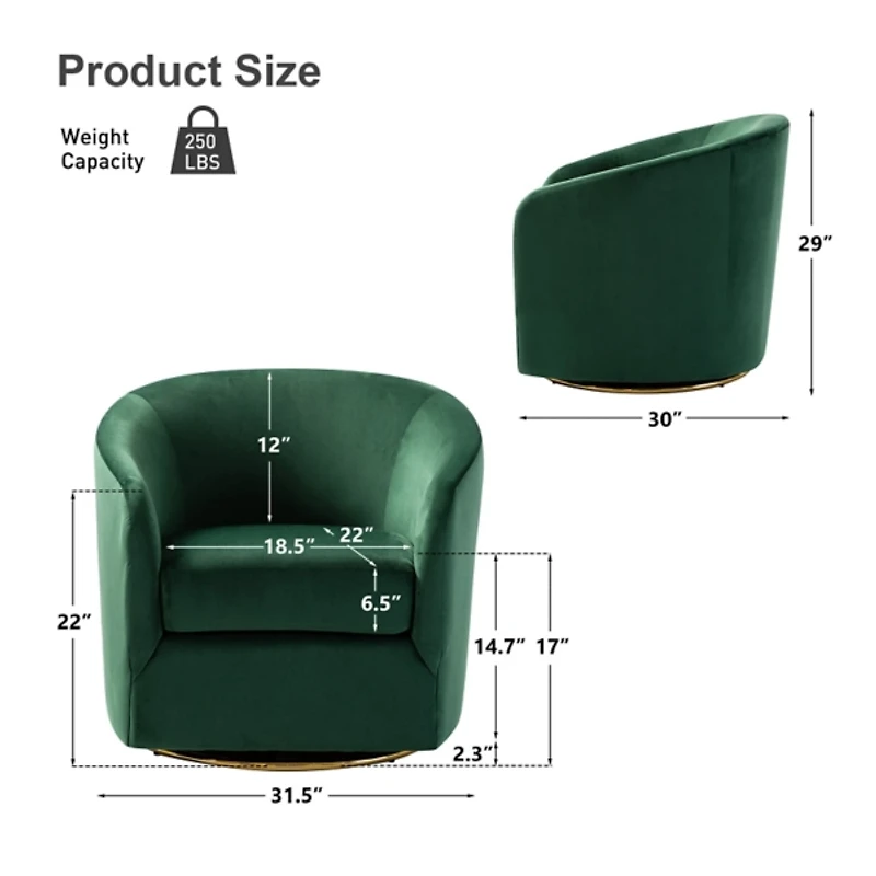 Amarante Velvet Swivel Chair