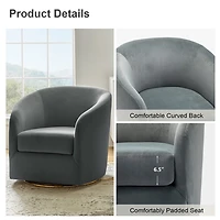 Amarante Gray Velvet Swivel Chair
