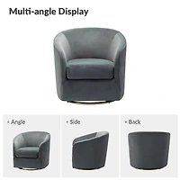Amarante Gray Velvet Swivel Chair