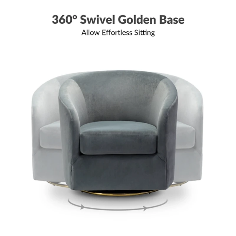 Amarante Gray Velvet Swivel Chair