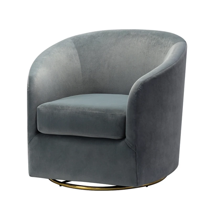 Amarante Gray Velvet Swivel Chair