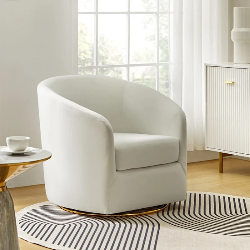 Amarante Ivory Velvet Swivel Chair