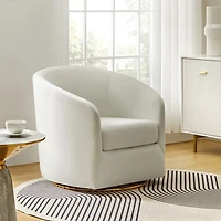 Amarante Ivory Velvet Swivel Chair