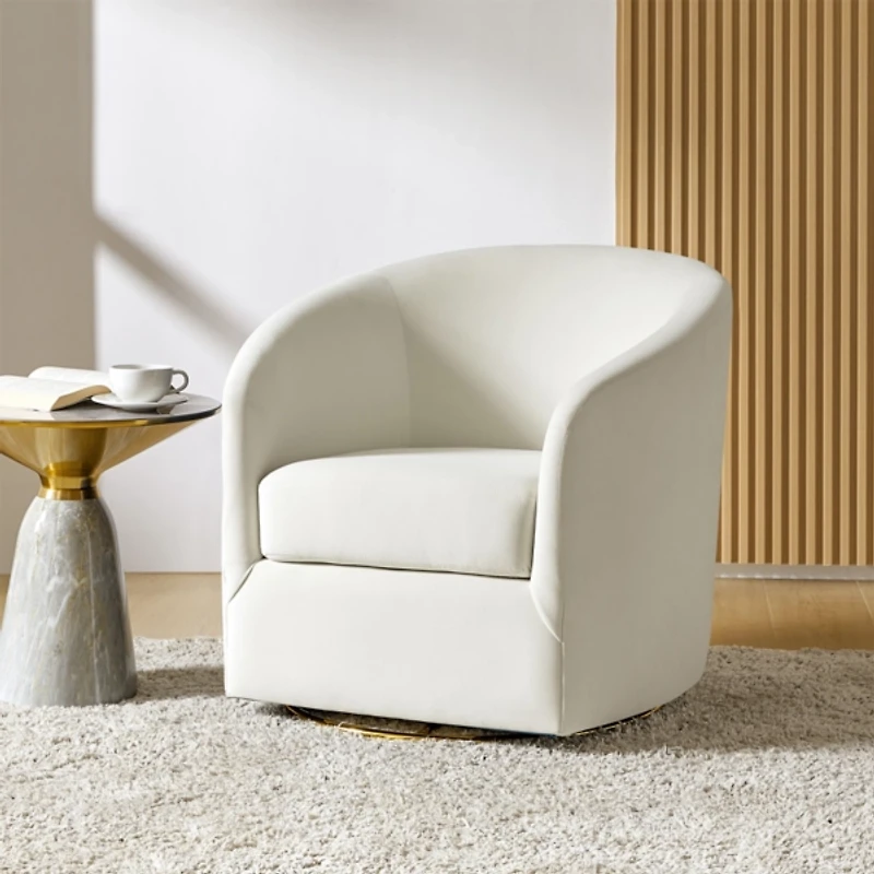 Amarante Ivory Velvet Swivel Chair