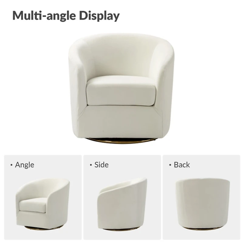 Amarante Ivory Velvet Swivel Chair