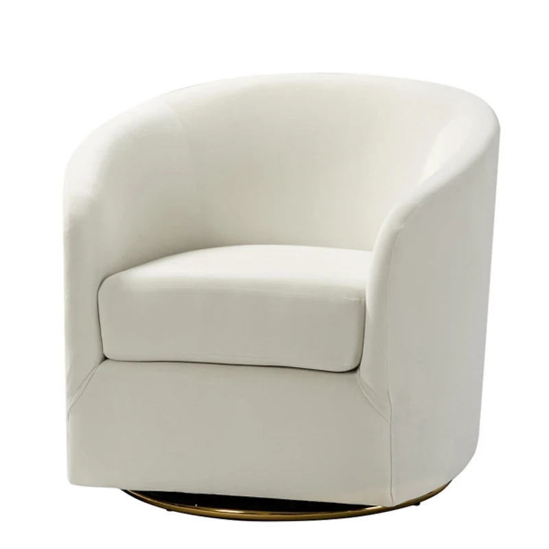 Amarante Ivory Velvet Swivel Chair