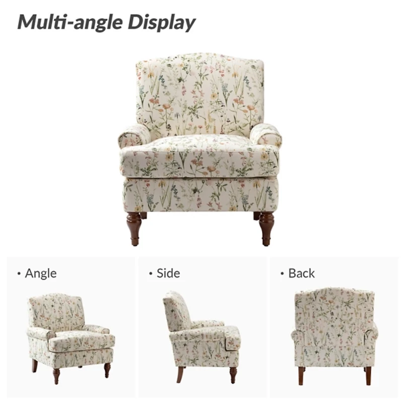 Cream Spring Floral Armchair