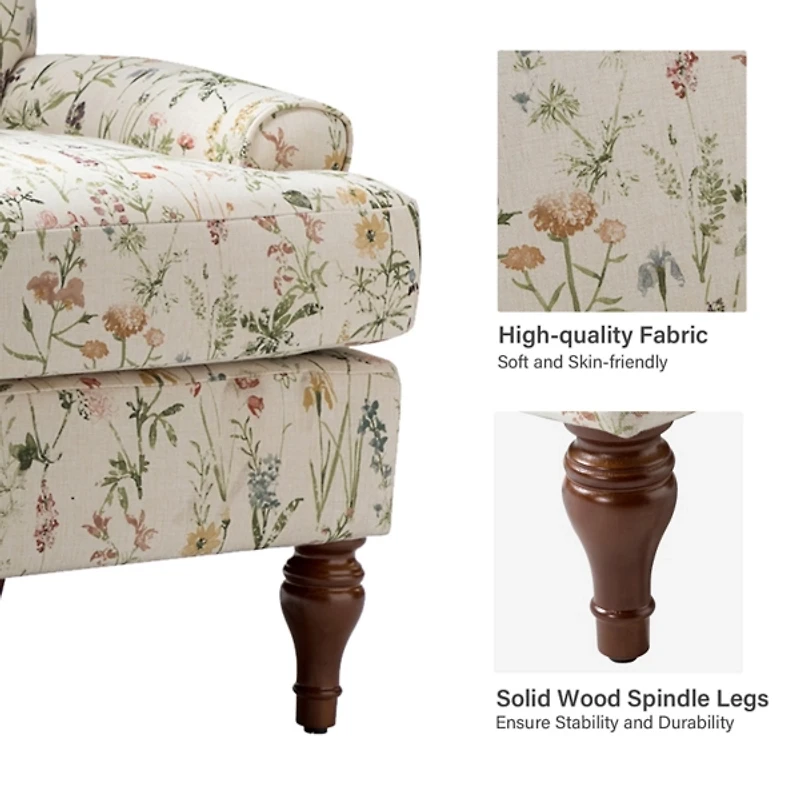 Cream Spring Floral Armchair