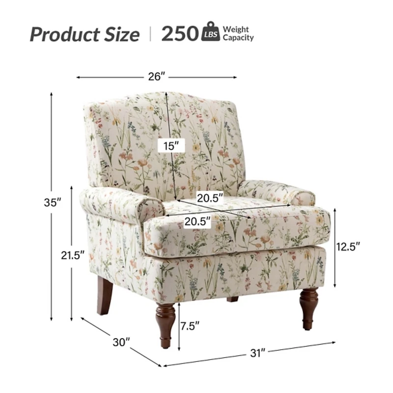 Cream Spring Floral Armchair