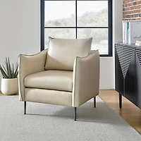 Georges Beige Faux Leather Accent Chair